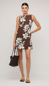 Elara Mini Dress - Brown Floral