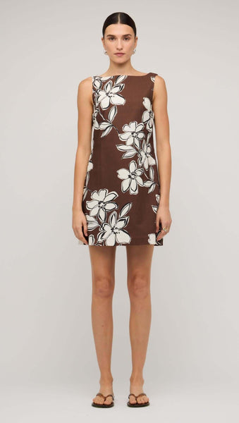 Elara Mini Dress - Brown Floral
