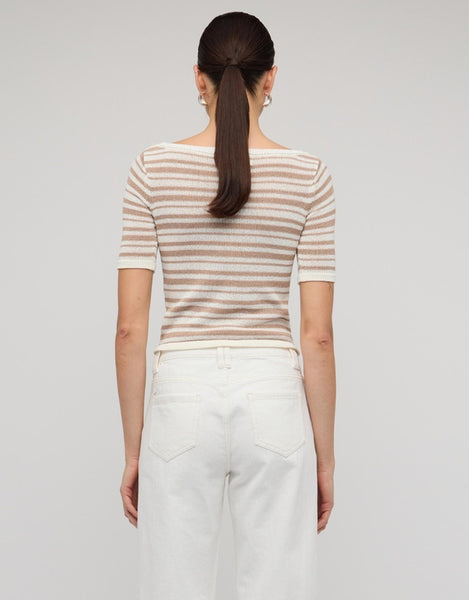 Echo Stripe Knit Tee - Beige Stripe