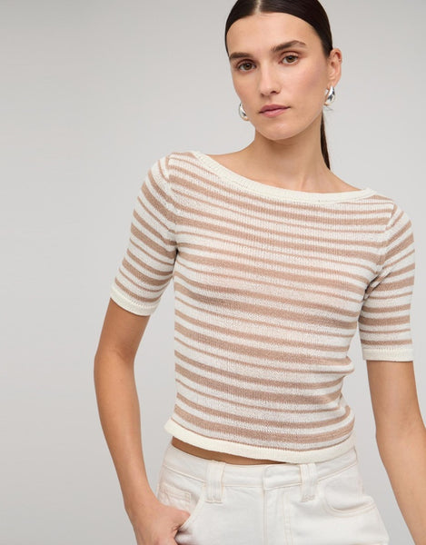 Echo Stripe Knit Tee - Beige Stripe