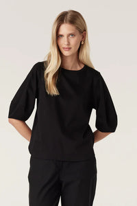 Pima Lantern Sleeve Top - Black
