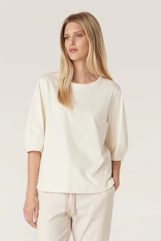Pima Lantern Sleeve Top - Cream