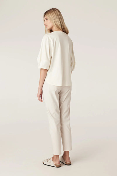 Pima Lantern Sleeve Top - Cream