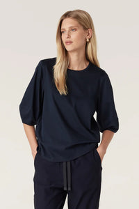 Pima Lantern Sleeve Top - Navy