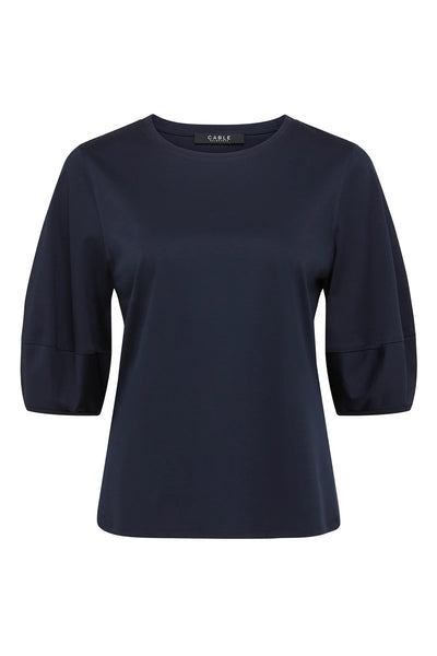 Pima Lantern Sleeve Top - Navy