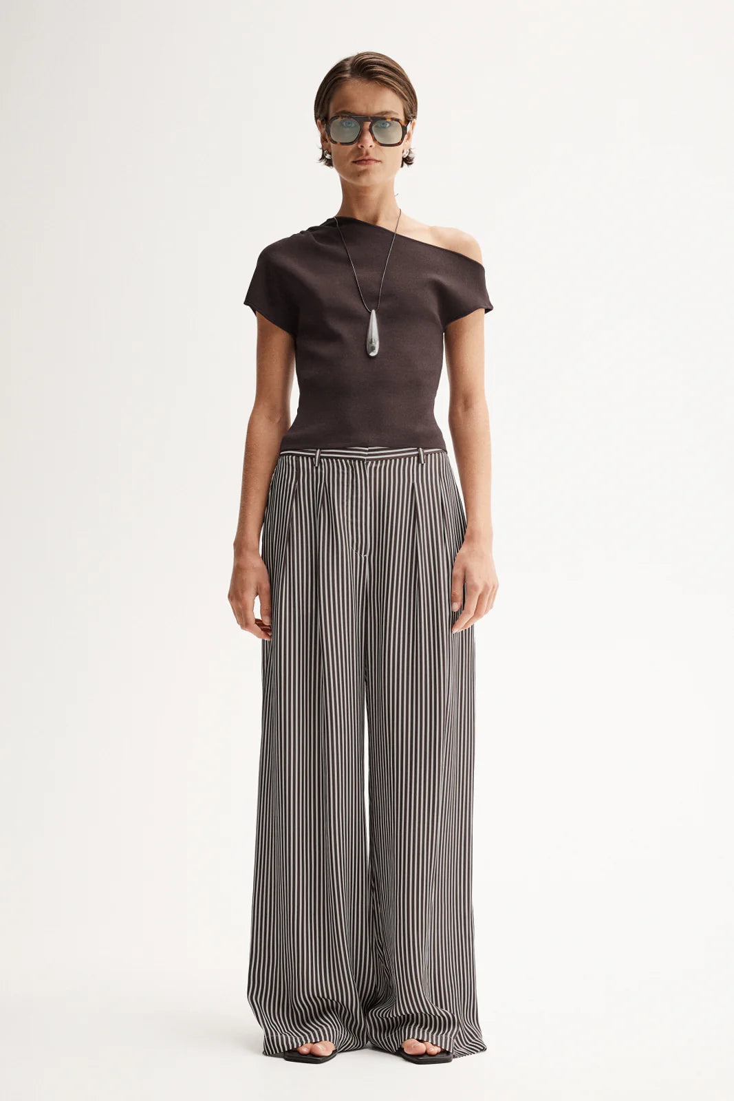 Serena Knit Off Shoulder Top - Chocolate