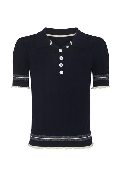 Lask Knit Polo - Ink/Ecru