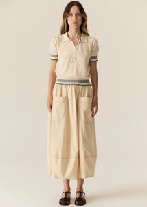 Lask Knit Polo - Ecru/Green