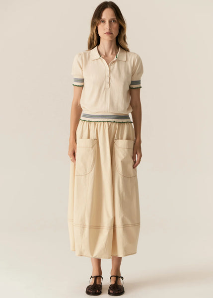 Lask Knit Polo - Ecru/Green