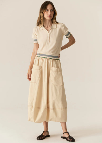 Lask Knit Polo - Ecru/Green