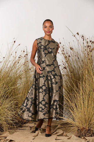 Softie Dress - Black/Bronze Floral