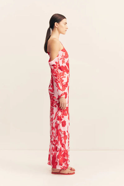 Aleyna Long Sleeve Ruffle Maxi Dress - Geranium Red