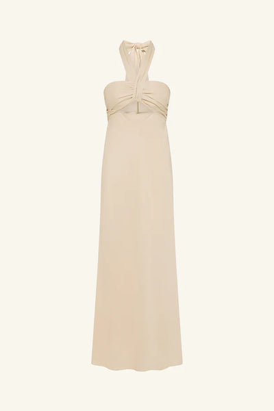 Gigi Ruched Halter Midi Dress - Ecru