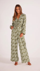Flynn Wide Leg Pants - Cream/Green - et seQ fashion