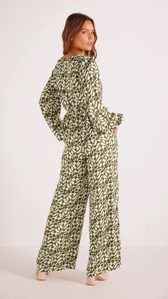 Flynn Wide Leg Pants - Cream/Green - et seQ fashion