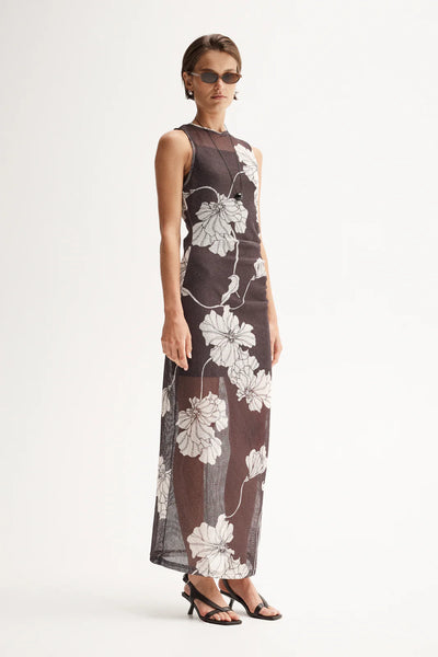 Lilian Maxi Dress - Chocolate Floral Print