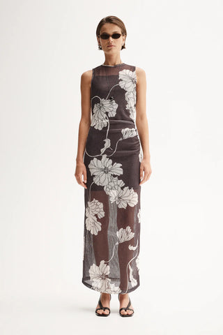 Lilian Maxi Dress - Chocolate Floral Print