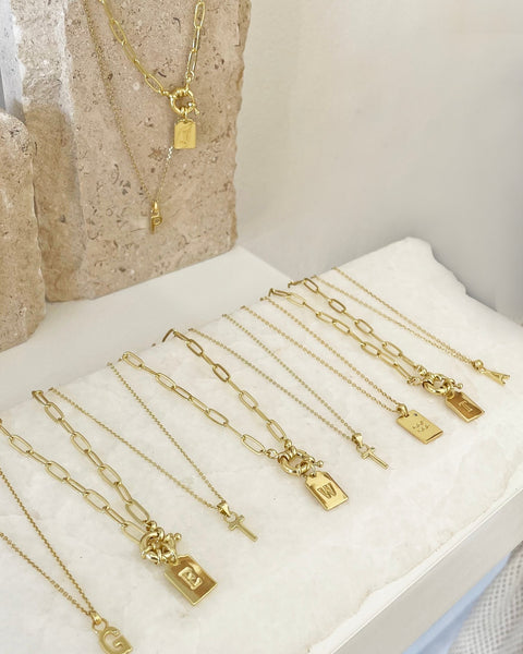 Gold Initial Tag Necklaces