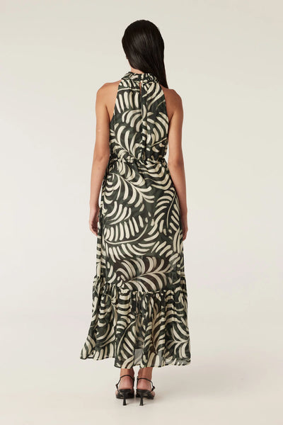 Eden Halter Neck Dress - Shadow Leaf Print