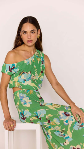 Zoe Crop Top - Green Floral