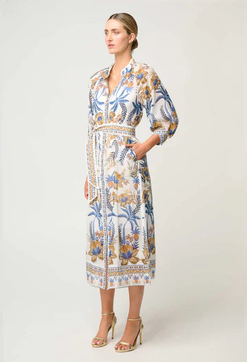 Carmen Silk Cotton Maxi Dress - Golden Medina