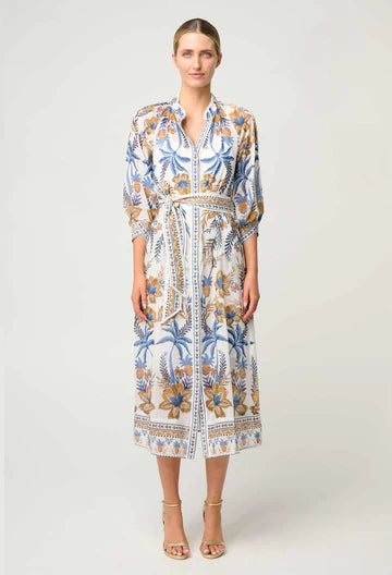 Carmen Silk Cotton Maxi Dress - Golden Medina