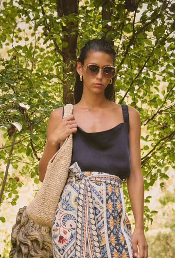 Delray Reversible Cupro Cowl & V Neck Cami - Lapis