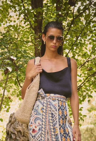 Delray Reversible Cupro Cowl & V Neck Cami - Lapis