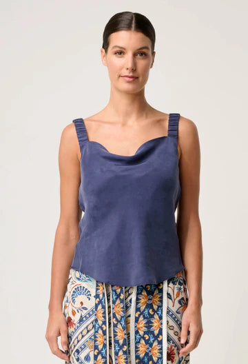Delray Reversible Cupro Cowl & V Neck Cami - Lapis