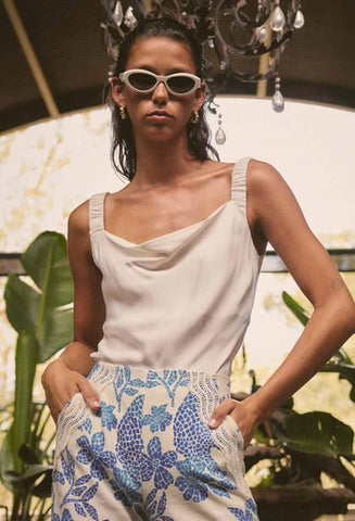 Delray Reversible Cupro Cowl & V Neck Cami - Ivory