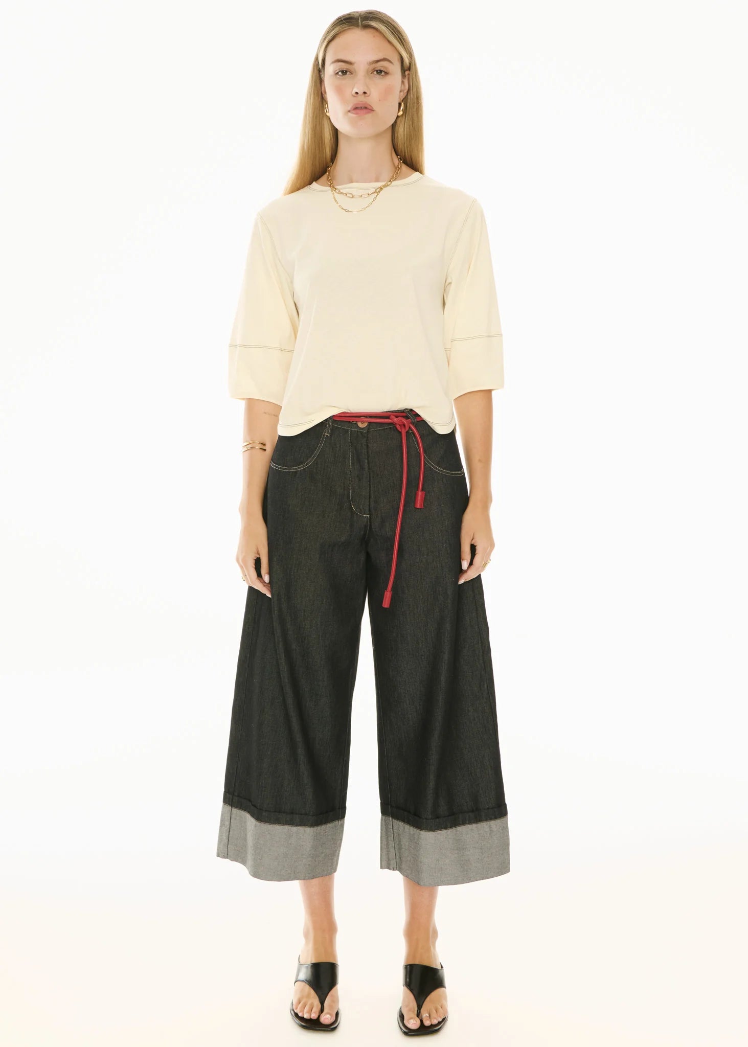 Harlyn Topstitch Tee - Ivory