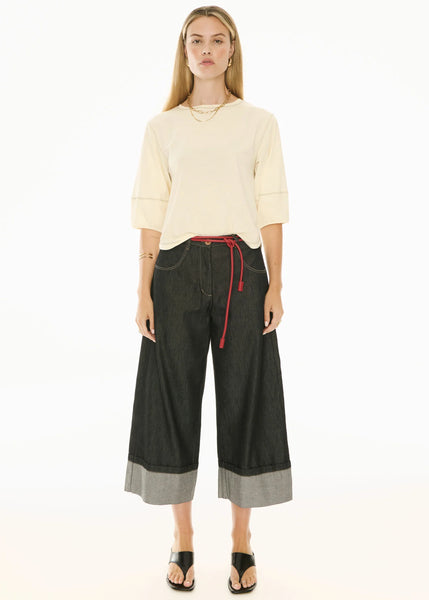 Harlyn Topstitch Tee - Ivory