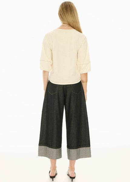 Harlyn Topstitch Tee - Ivory