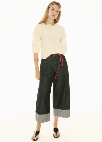 Harlyn Topstitch Tee - Ivory