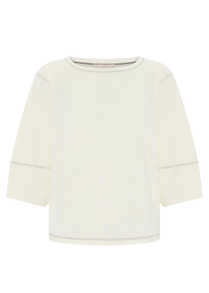 Harlyn Topstitch Tee - Ivory