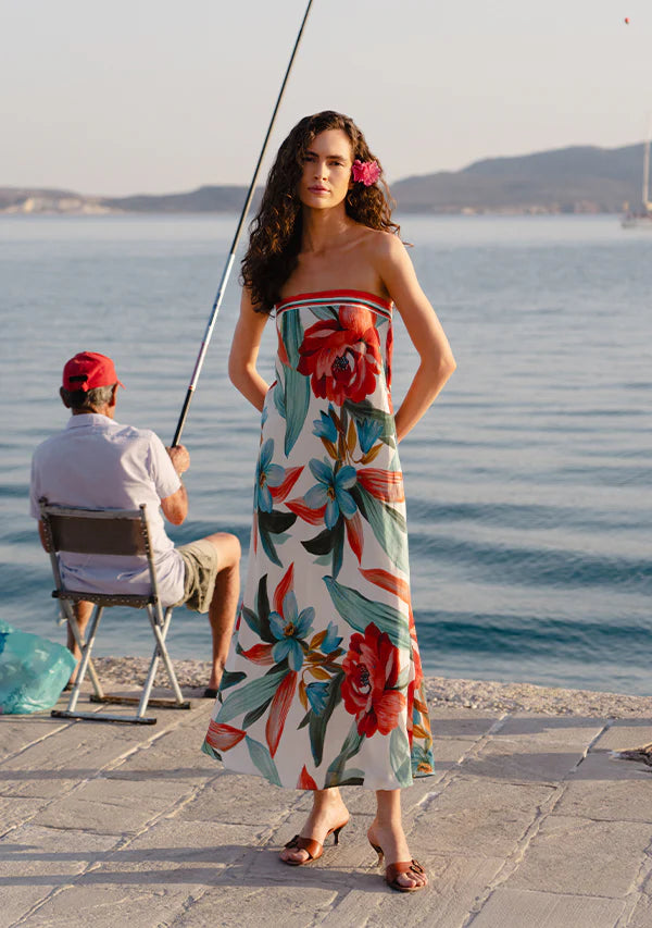 Fiorina Print Strapless Dress