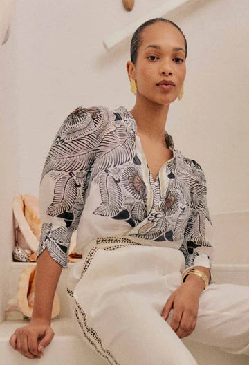 Leila Silk Cotton Shirt - Ivory Casablanca