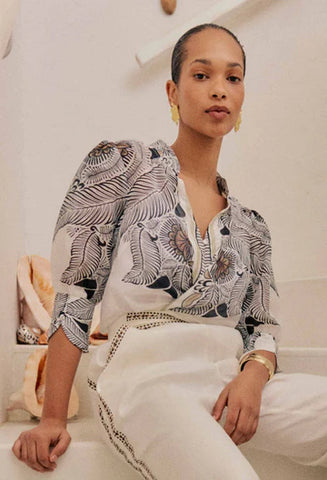 Leila Silk Cotton Shirt - Ivory Casablanca
