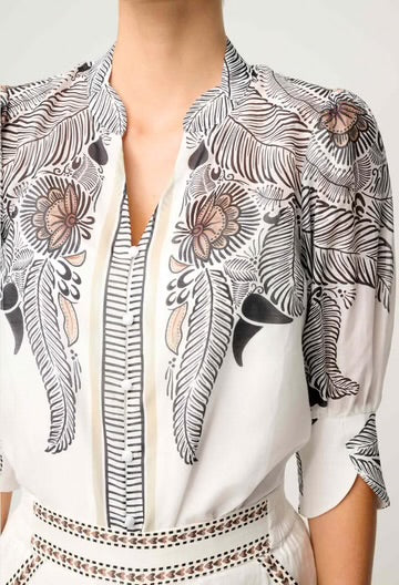 Leila Silk Cotton Shirt - Ivory Casablanca