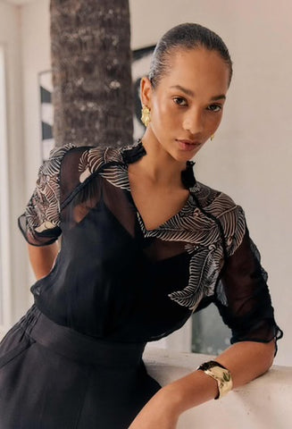Samira Viscose Chiffon Shirt - Onyx Casablanca