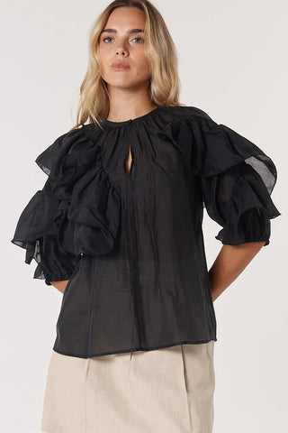 Celeste Ruffled Blouse - Black