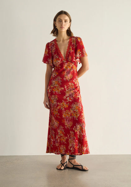 Calais Midi Dress - Red