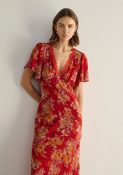 Calais Midi Dress - Red