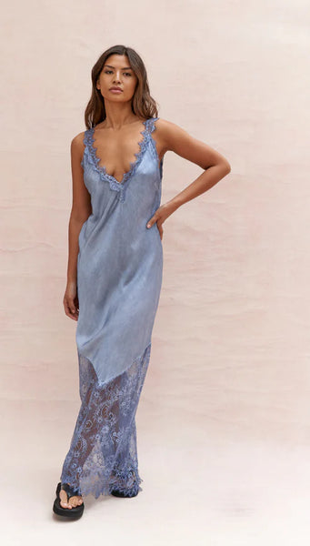 Solange Slip Dress - Washed Blue