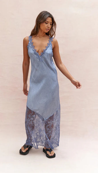 Solange Slip Dress - Washed Blue