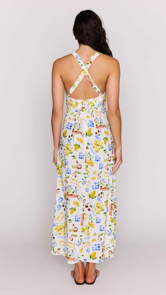 Riviera Cross Back Midi Dress - Picnic Print