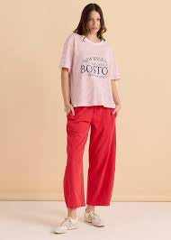 Relax Boxy Tee - Boston Print Red