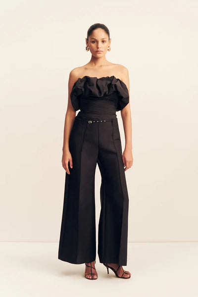 Otis Wide Leg Belted Pant - Black