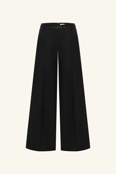 Otis Wide Leg Belted Pant - Black