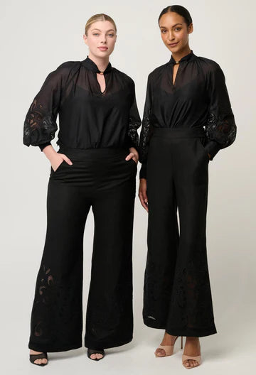 Simona Cotton Silk Embroidered Blouse - Black - et seQ fashion
